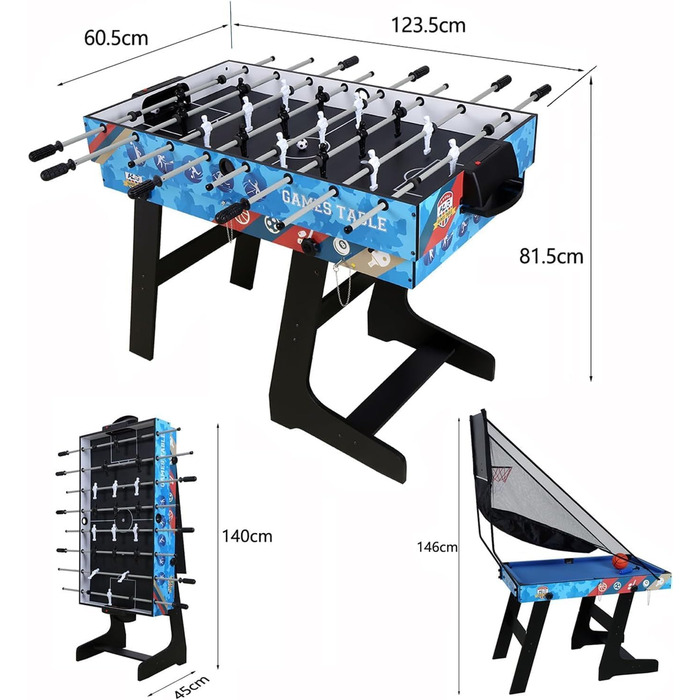 Набір багатофункціонального ігрового столу HLC 5 в 1: більярд, теніс, футбол, хокей, баскетбол. Інтерактивний набір для дітей, ідеальний подарунок на свята.