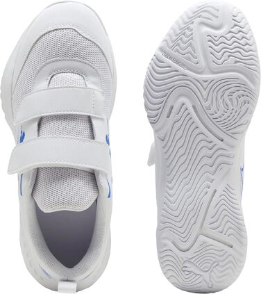 Дитячі унісекс кросівки Puma Varion II V Jr для залу (Indoor Court Shoe), білі з синім, розмір 34 EU