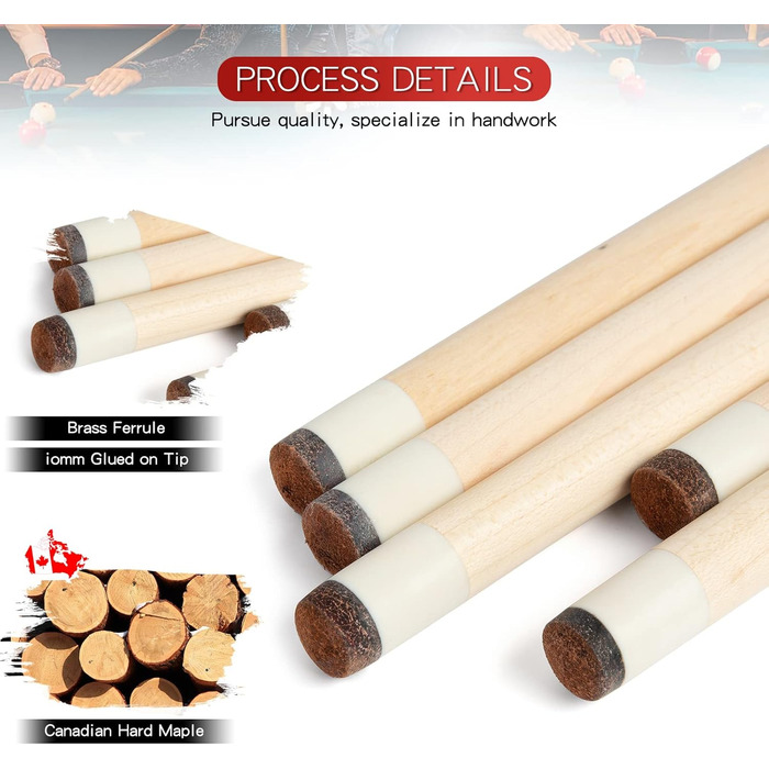 Більярдний кий Queue Stick 147,3 см, комплект з 2-х частин, згортка з акації, вага 19/20/595.3 г, 1/2