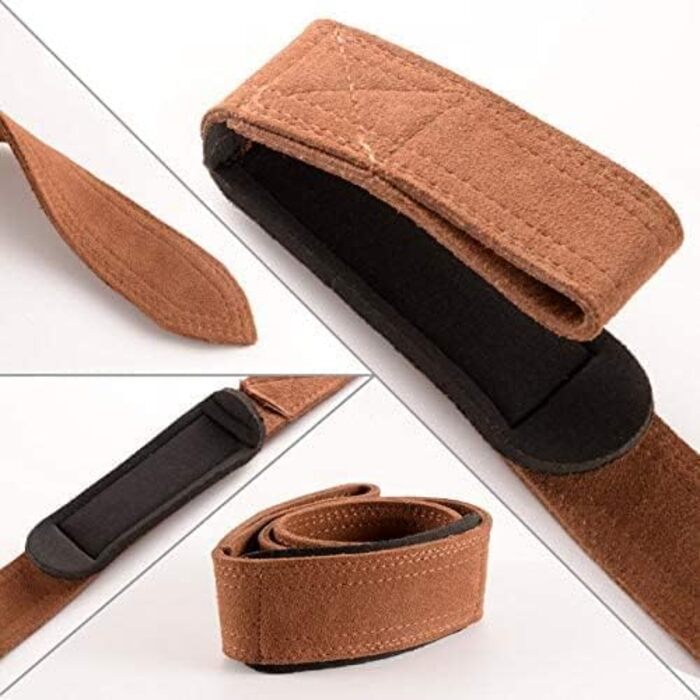 Шкіряні лямки для тяги та силових тренувань, підйомні ремені-запобіжники для зап'ясть (Wrist Wraps) для фітнесу та залу, 1 пара