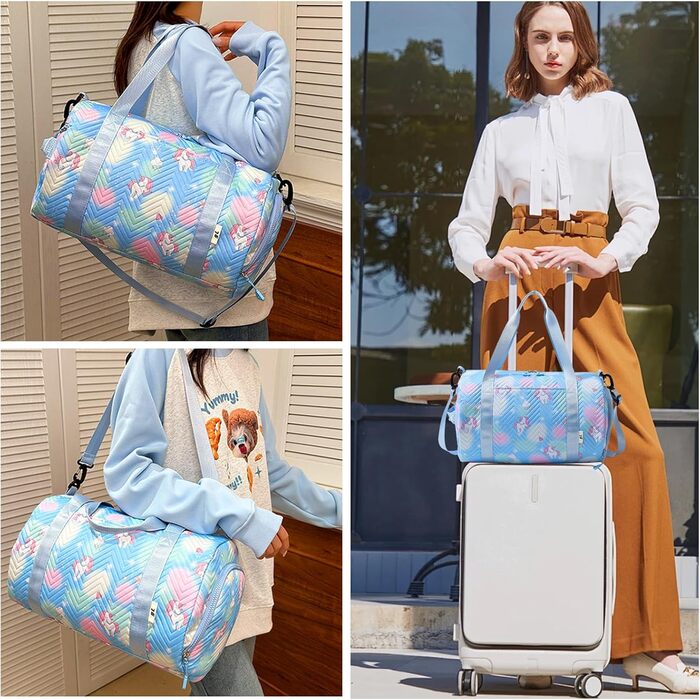 Спортивна сумка з єдинорогом, унісекс (блакитна)