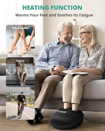 Масажер для ніг Medcursor з підігрівом, глибокий масаж, зняття напруги м'язів та стоп, багатоступеневі налаштування та регульована інтенсивність для дому та офісу (Чорний)