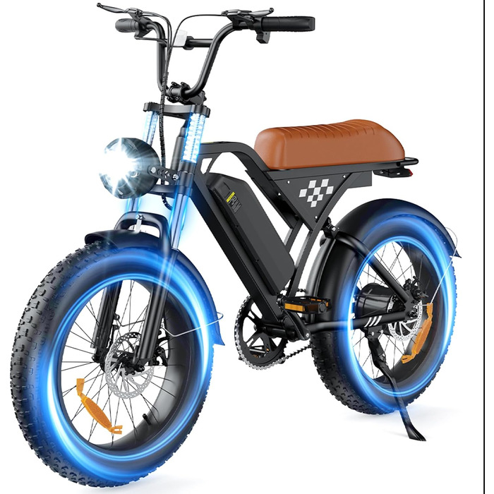 Електровелосипед Finbike з універсальними 20x4.0 дюймовими широкими шинами, знімним акумулятором 10.4Ah, 4 режимами їзди, запасом ходу до 100 км, для чоловіків і жінок