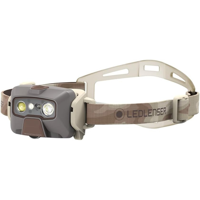 Ліхтар налобний Ledlenser HF6R Signature: 1000 люмен, RGB, водонепроникний IP68, пісочний колір