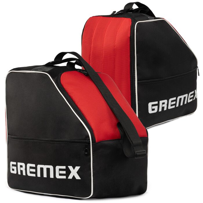 Чохол для лижних черевиків з відділенням для шолома - Водонепроникний рюкзак для лижних черевиків та шолома. Міцний, з титановими швами. Зручний для транспортування, подорожей та захисту спорядження (Чорний + Червоний)