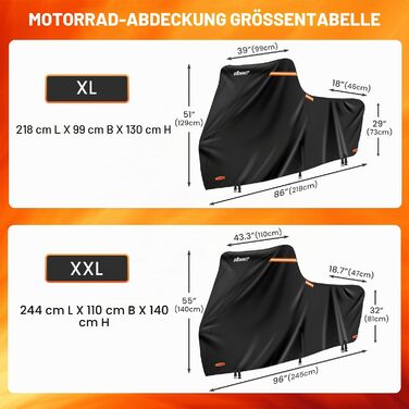Водонепроникний чохол для мотоцикла Outdoor 420D (3XL 276x111x142 см) — захист від дощу, снігу, пилу та UV-променів, преміум-якість для Touring моделей