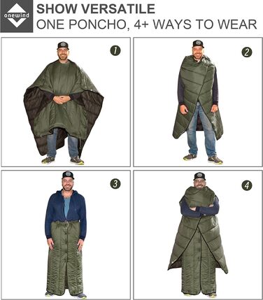 Спальний мішок OneWind для гамака, 3 сезони, теплий плед, пончо, захист від холоду, ізоляція, для кемпінгу, хайкінгу, зелений, 2°C~10°C (Deluxe), 2.3M x 1.6M