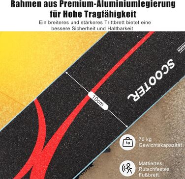 Дитячий ролер COSTWAY з LED-колесами, для дітей від 4 років, до 70 кг, регульована висота, блакитний