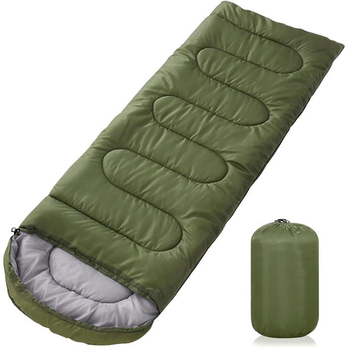 Спальний мішок Grüner, 220x85 см, водонепроникний, 3 сезони, 1.6 кг, для внутрішнього та зовнішнього використання