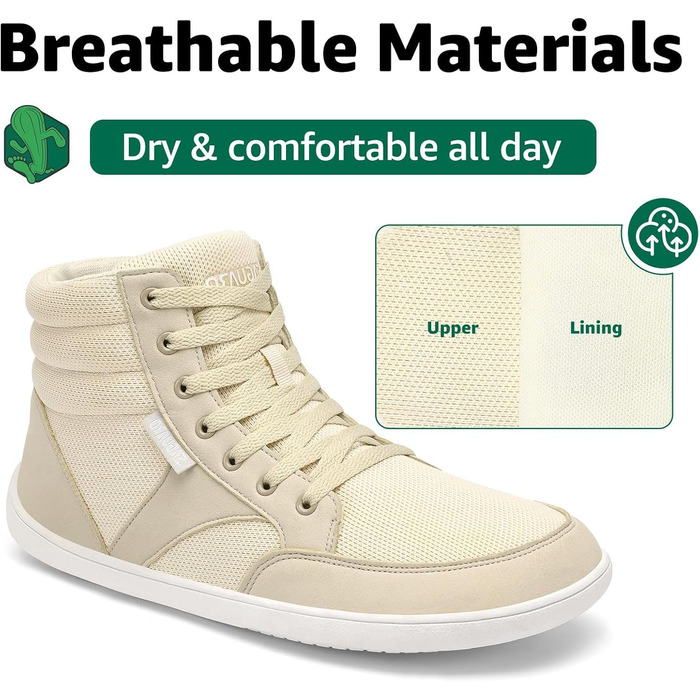 Чоботи для пішоходів Saguaro Unisex з широкою передньою частиною та плоскою підошвою, розмір 36-48 (Бежевий, 46 EU)