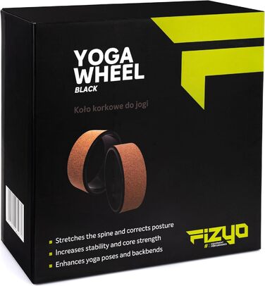 Колесо для йоги Fizyo Yoga Wheel – для розтяжки спини та полегшення болю – стабільне, неслизьке, 32 см (коричневе, натуральний корк)