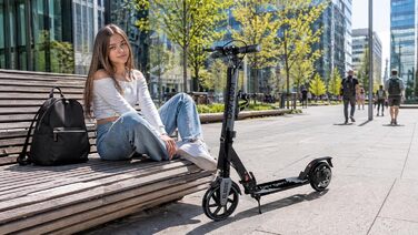 Самокат міський Bergеn City Scooter Classic складаний, 200 мм, дискове та ножне гальмо, амортизація, алюміній, регульована висота, для дітей від 6 років та дорослих до 100 кг (Сірий)