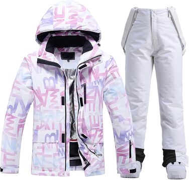 Жіночий гірськолижний костюм (2 частини) від ALSOGO: куртка та штани. Водонепроникний, дихаючий, з капюшоном. Ідеально для катання на лижах та сноуборді. Білий колір.