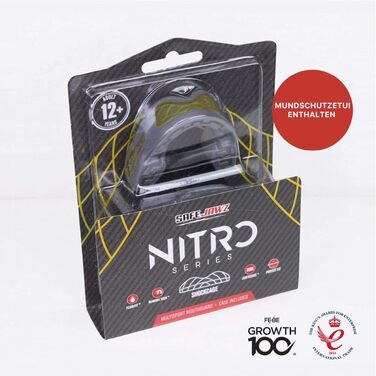 Захисна капа SafeJawz Nitro для дорослих та дітей з чохлом для боксу, баскетболу, лакросу, футболу, MMA, єдиноборств, хокею та контактних видів спорту (сірий)