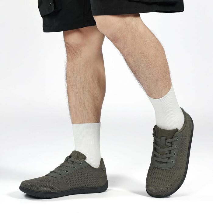 Легкі кросівки для бігу Barfußschuhe: чоловічі та жіночі, дихаючі, з широкою переднячкою, антиковзаючі, для трейлу та бігу по вулицях (40 EU, армійний зелений)