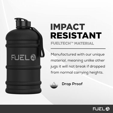 Спортивна пляшка для води Fuel24 на 2,2 л з кришкою Pop-up або трубочкою, велика ємність, без BPA, чорна