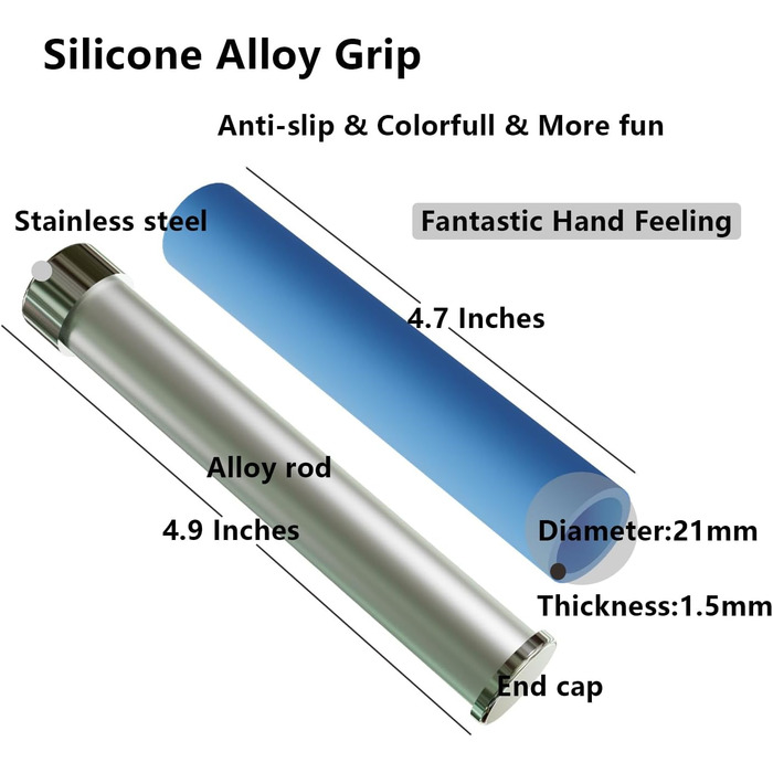 Стрибкове канат MOGOLD з регулюванням довжини - 5 мм PVC шнур з підшипниками, неслизькі гумові ручки та металеві ручки для початківців, для схуднення та фітнесу вдома та в школі (Блакитний)