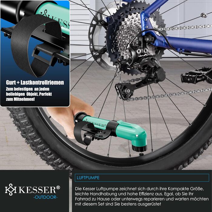 Підставка для велосипеда KESSER® для MTB, E-Bike, Citybike, шосе, з повітряним насосом (2 шт.)