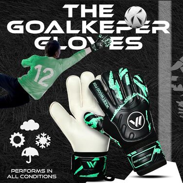 Воротарські рукавички WESTWOOD FOX Fingersave для дітей та підлітків, розмір 6, DumboLatex 4+3 мм, чорно-ціанові