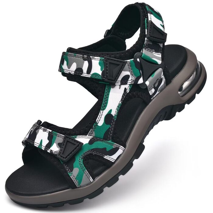 Чоловічі шкіряні сандалі Visionreast для пляжу, трекінгу та активного відпочинку на липучках (38 EU, Зелені)