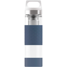 Термос-пляшка SIGG Hot & Cold Glass 0.4 л, скляна із силіконовим захистом, синя, ізотермічна, без шкідливих речовин