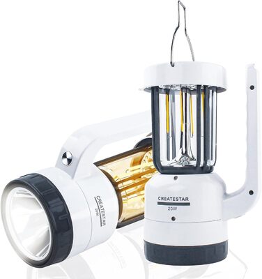 LED кемпінговий ліхтар CREATESTAR: зарядний, з ліхтариком, USB, диммування, IP43, водонепроникний, для туризму, відпочинку, надзвичайних ситуацій