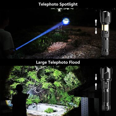 Ліхтар LED KZK 500000 Люмен, Потужний, Zoom, 360° COB, IP67 Водостійкий, 7 Режимів, для Кемпінгу, Риболовлі, Аварійних Ситуацій, на Відкритому Повітрі