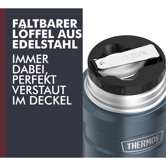 Термос STAINLESS KING 0,47л з нержавіючої сталі, чорний матовий, з ложкою, BPA-free