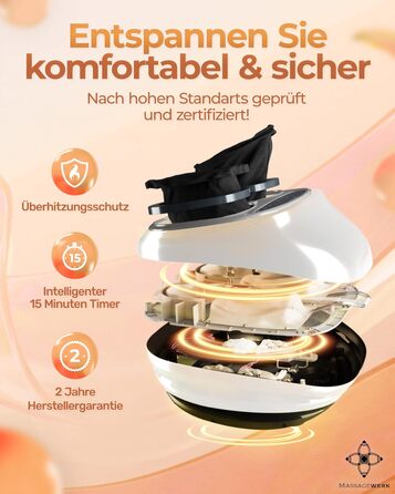 Електричний масажер для ніг преміум-класу | EMS масажер для ніг з функцією Shiatsu, вібрації та підігрівом. Покращує кровообіг, знімає біль при п'яткової шпори та нейропатії. Підходить для розміру ноги до 45. Білий колір