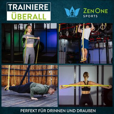 Спортивні фітнес-гумки ZenOne Sports® - стрічки опору з тканини (6 рівнів) з інструкцією для тренувань. Ідеально для силових тренувань, розминки та багато іншого. Гумка опору 3 Medium (Жовтий)