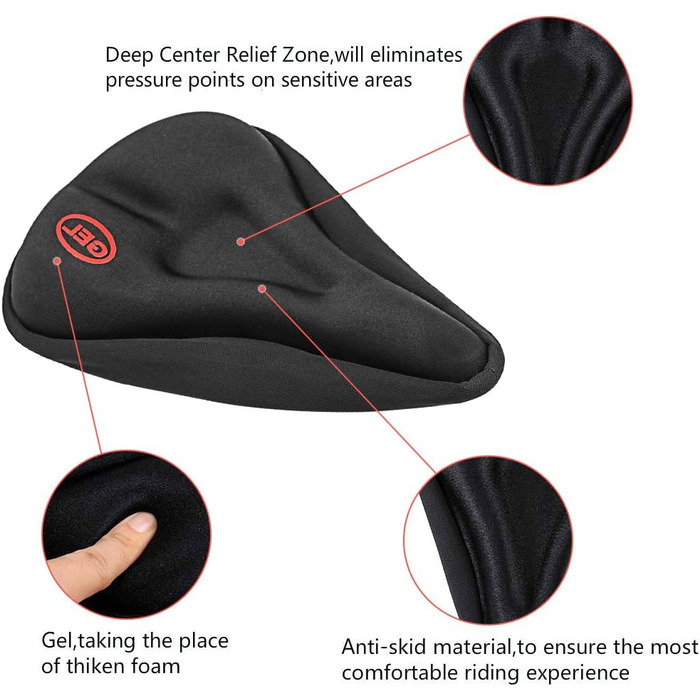 Велосипедне сідло Kany Gel - комфортне сідло з гелевим наповнювачем для гірського та шосейного велосипеда, чорне