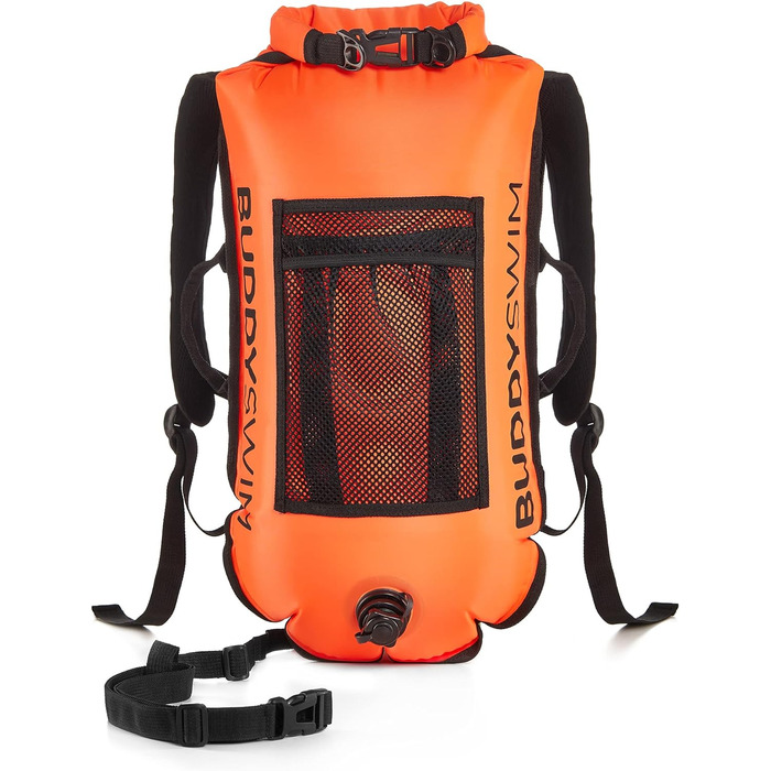 Буй для плавання Buddyswim 28 л з водонепроникною кишенею (Drybag), знімною спинкою, помаранчевий, легкий і міцний для відкритої води