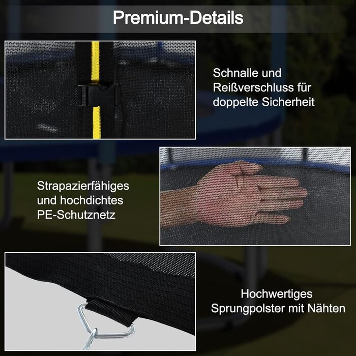 Трамплін COSTWAY для саду: Ø244/305/366/427см, з лебідкою, сіткою безпеки та захисним бордюром, комплект для дачі та саду