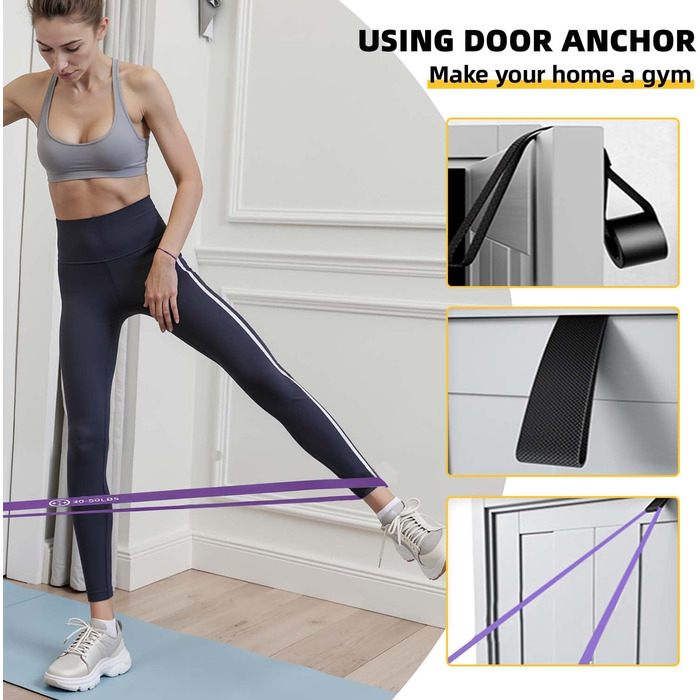 Еластичні гумки для фітнесу, тренувань та розтяжки, 6 шт. (синій, зелений, фіолетовий, жовтий, помаранчевий, чорний)