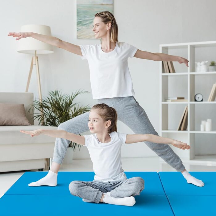 Складаний спортивний мат COSTWAY 180×60×5 см, водостійкий, нековзний, для гімнастики, йоги, фітнесу, бірюзовий
