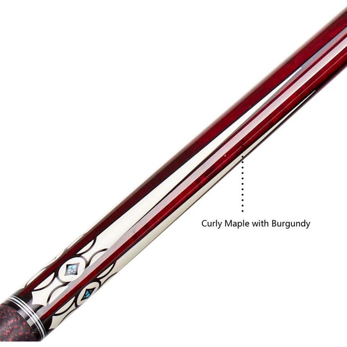 Професійний бильярдний кий Collapsar CH01 з м'яким кейсом, 147 см. Локшина з червоного акорну з кремовими наконечниками, чорне ірландське полотно, червоний грифель.