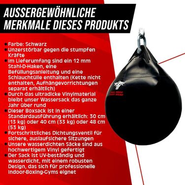 Водонепроникний боксерський мішок Bull Doza Fight Wear, міцний, три розміри, L (48 см), 53 кг
