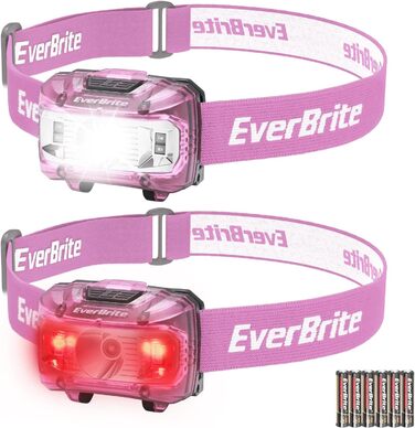 LED налобний ліхтар EverBrite 2 шт. Рожевий з червоним та зеленим світлом, 5 режимів, для кемпінгу та відпочинку на природі
