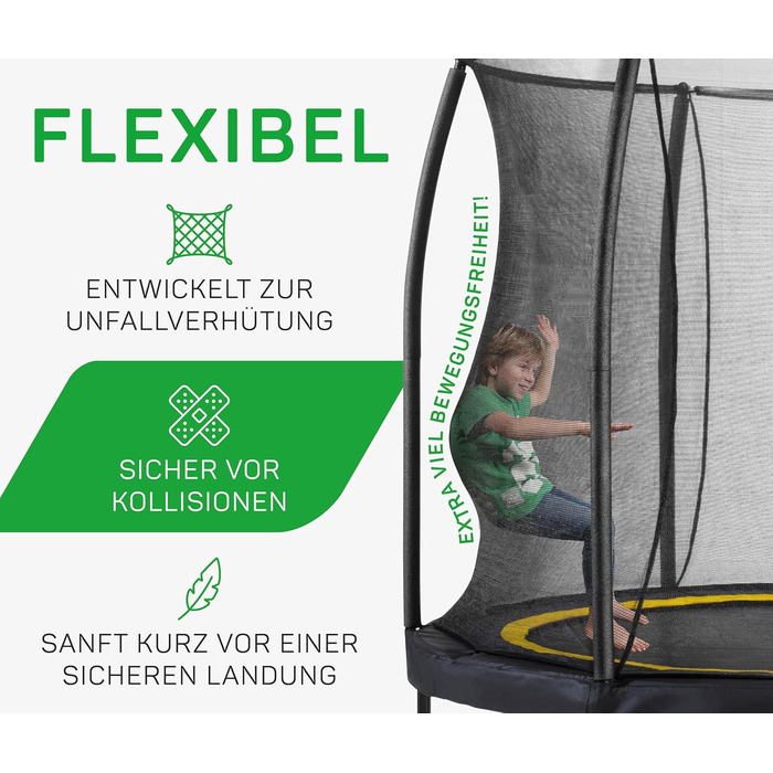 Круглий вуличний батут Salta Comfort Edition ⌀213/305/366см - комплект з захисним покриттям, сіткою та пружинами (TÜV geprüft, чорний/зелений/рожевий)