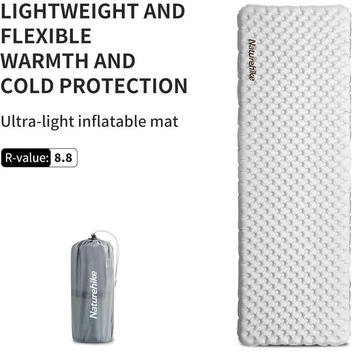 Каремат Naturehike Thermal Serie 8.8 R-Wert: Самонадувний килимок для кемпінгу 4 сезони, 12 см, 186x58 см