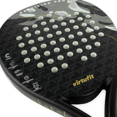 Ракетка для падел-тенісу VirtuFit Precision Pro, чорно-золота, 365 г, контроль