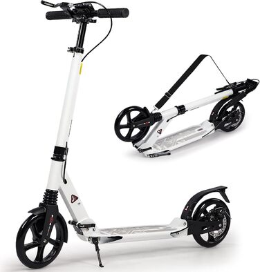 Дитячий та дорослий електричний самокат-трюк з подвійною амортизацією, складний, 200 мм колеса, білий