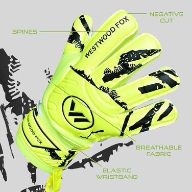 Воротарські рукавички WESTWOOD FOX Fingersave для дітей та підлітків. DumboLatex, 4+3 мм, GELB-WEIß, розмір 6 (8-10 років)