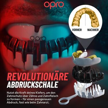 Захист для зубів OPRO - Капа для боксу, MMA, єдиноборств, регбі та хокею. Підходить для дорослих та дітей. Регульована, стоматологічного рівня. Чорний/Білий. Вік 10+