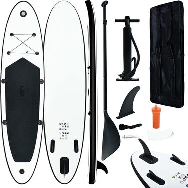 Надувна SUP-дошка vidaXL 390x81x10 см, чорна, комплект для серфінгу з веслом