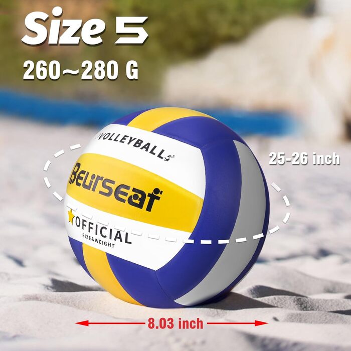 Volleyball Beurseaf: м'який дотик, пляжний волейбол, розмір 5, блакитний & жовтий