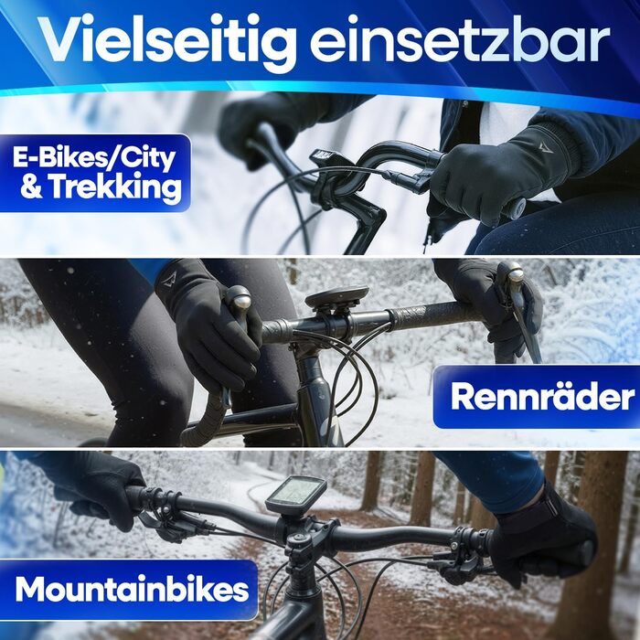Велосипедні рукавички Nextcover® Winter для чоловіків та жінок TheroShield 2.0 I Унісекс, розмір S-XXL I Водонепроникні та теплі зимові рукавички для велосипеда