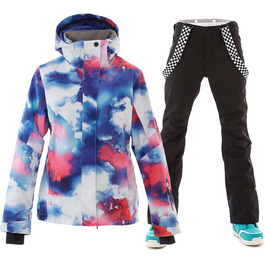 Жіночий гірськолижний костюм ALSOGO: вітро- та водонепроникний комплект з курткою та трикотажними штанами для катання на лижах, сноуборді та альпінізмі (SMNHua+Black)