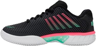 Жіноче тенісне взуття K-Swiss Hypercourt Express 2 Clay, чорно-біле, неоново-м'ятне, 34.5 EU