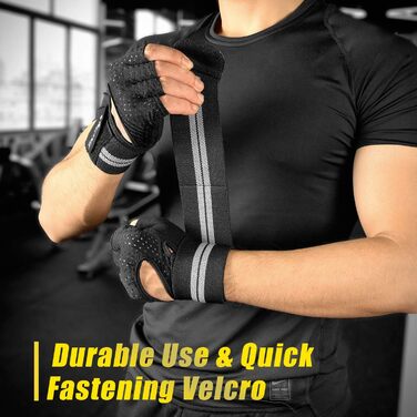 Фитнес рукавички для жінок з захистом суглобів та протиковзаючою поверхнею для важкої атлетики, фітнесу, кросфіту, велоспорту (Чорний, L)